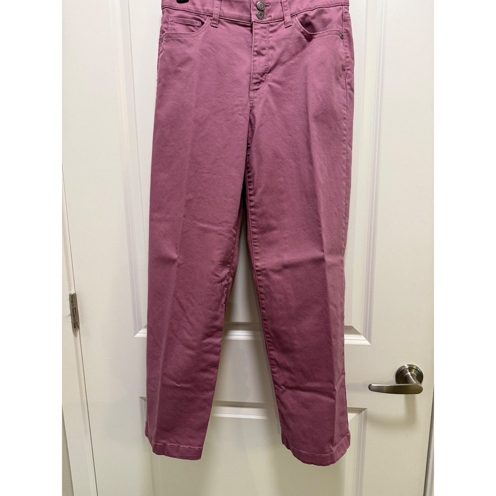 St Johns Bay Womens Wide Leg Pants Mauve Pink High‎ Rise Double Button Size 6